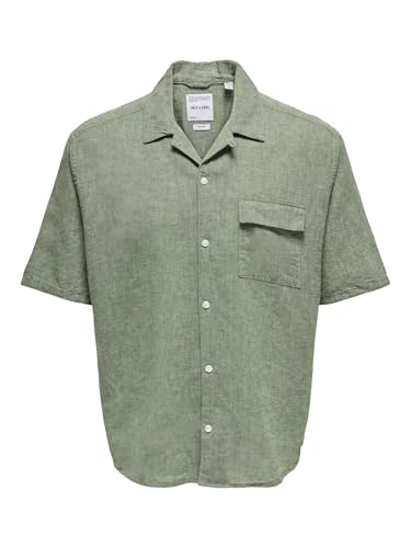 ONLY & SONS Herren ONSCAIDEN Life Relax SS Resort 1PKT Shir Kurzarmhemd, Swamp, Small von ONLY & SONS