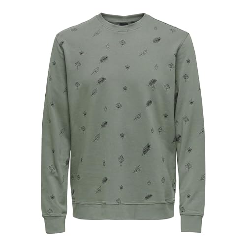 ONLY & SONS Herren ONSCAMDEN REG New AOE Crew Sweat Sweatshirt, Castor Gray, L von ONLY & SONS