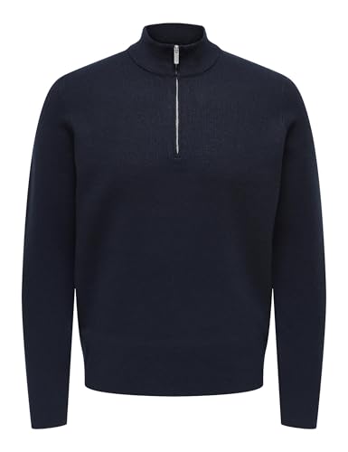 ONLY & SONS Herren ONSCOOPER REG 12 Half Zip HIGH Neck Knit Strickpullover, Dark Navy, Medium von ONLY & SONS