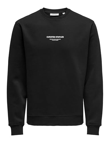 ONLY & SONS Herren ONSCURATED REG Crew Neck Sweat Sweatshirt, Black, XXL von ONLY & SONS