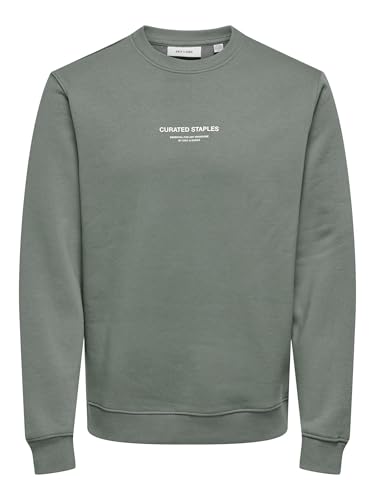 ONLY & SONS Herren ONSCURATED REG Crew Neck Sweat Sweatshirt, Castor Gray, S von ONLY & SONS