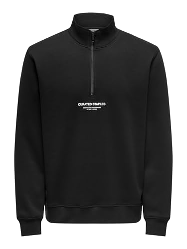 ONLY & SONS Herren ONSCURATED REG Half Zip Sweat Sweatshirt, Black, L von ONLY & SONS