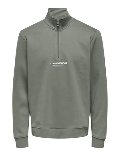 ONLY & SONS Herren ONSCURATED REG Half Zip Sweat Sweatshirt, Castor Gray, XXL ONLY & SONS Herren ONSCURATED REG Half Zip Sweat Sweatshirt, Castor Gray, XXL von ONLY & SONS