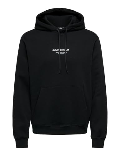 ONLY & SONS Herren ONSCURATED REG Hoodie Sweat Kapuzenpullover, Black, XXL von ONLY & SONS
