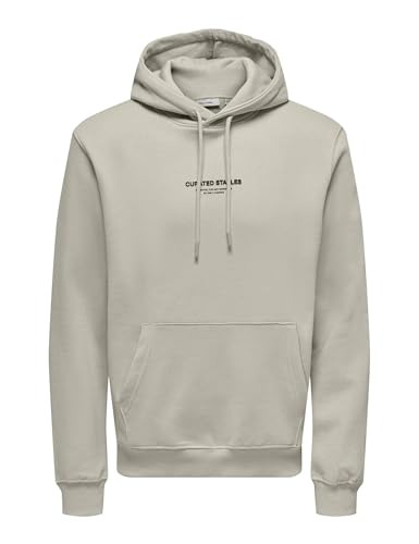 ONLY & SONS Herren ONSCURATED REG Hoodie Sweat Kapuzenpullover, Silver Lining, XL von ONLY & SONS