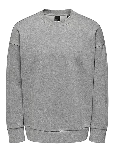 ONLY & SONS Herren ONSDAN Life RLX Heavy Sweat Crew NOOS Sweatshirt, Light Grey Melange, L von ONLY & SONS