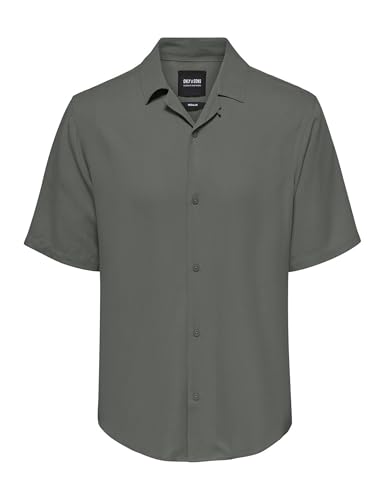 ONLY & SONS Herren ONSDASH Life REG VISC Res SS Shirt NOOS Kurzarmhemd, Castor Gray, XXL von ONLY & SONS
