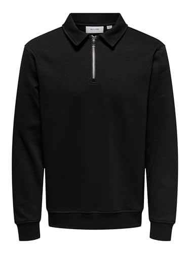 ONLY & SONS Herren ONSDAVID REG Half Zip Sweat Sweatshirt, Black, M von Only & Sons