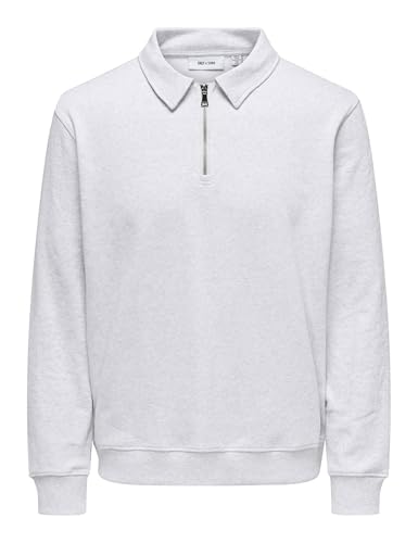 ONLY & SONS Herren ONSDAVID REG Half Zip Sweat Sweatshirt, Light Grey Melange, L von ONLY & SONS
