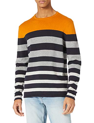 Only & Sons Herren ONSDON 12 Striped Crew Neck Knit Pullover, Golden Oak, L von ONLY & SONS