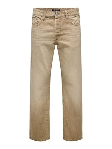 ONLY & SONS Herren ONSEDGE Straight BEIGE 2140 TAI DNM Jeans, 29W x 30L von ONLY & SONS