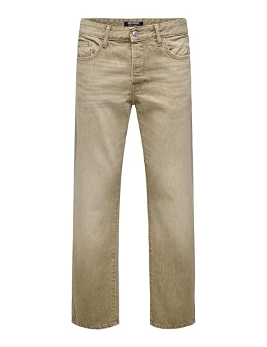 ONLY & SONS Herren ONSEDGE Straight BEIGE 2140 TAI DNM Jeans, 30W x 32L von ONLY & SONS