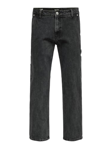 ONLY & SONS Herren ONSEDGE Straight CAR WB 3015 TAI DNM Jeans, Washed Black, 30 W/34 L von Only & Sons