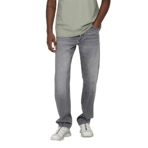 ONLY & SONS Herren ONSEDGE Straight MG 8202 TAI DNM NOOS Jeans, Medium Grey Denim, 27W x 32L von ONLY & SONS