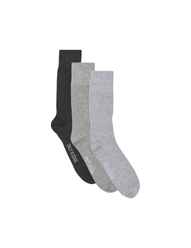ONLY & SONS Herren ONSFINCH Basic 3-Pack NOOS Socken, Medium Grey Melange/Detail:LGM+MGM+DGM-White Logo, 39-42 (3er Pack) von Only & Sons