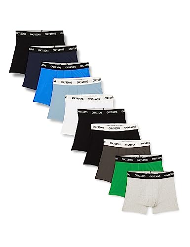 ONLY & SONS Herren ONSFITZ Mixed Trunk 10-Pack Boxershorts, Black/Detail:Navy White LGM Black GB DS PB MS, Large von ONLY & SONS