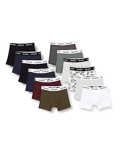 ONLY & SONS Herren ONSFITZ Mixed Trunk 12-Pack Boxershorts, Black/Detail:Black Navy White LGM FN WT AOP, XL von ONLY & SONS