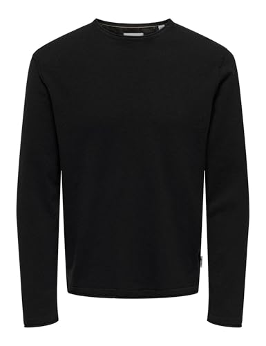 ONLY & SONS Herren ONSGORDON RLX 12 LS Crew NOOS Strickpullover, Black, Small von ONLY & SONS