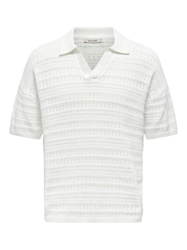 ONLY & SONS Herren ONSGRAYSON DS 5 CHOCHET Polo Knit Poloshirt, Cloud Dancer, XXL von ONLY & SONS