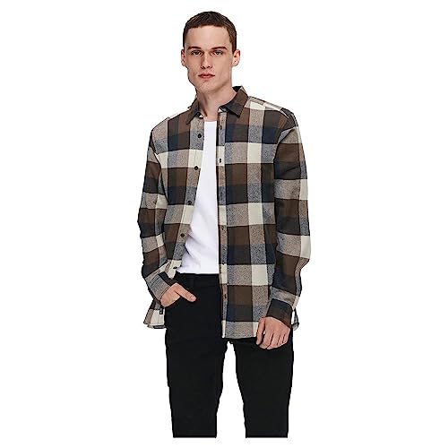 ONLY & SONS Herren Freizeit Hemd ONSGUDMUND Slim Fit XS S M L XL XXL Baumwolle, Größe:S, Farbe:Hot Fudge 22020301 von ONLY & SONS
