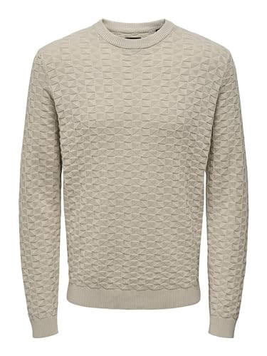 ONLY & SONS Lässiger Pullover Gerippter Karo Feinstrick Longsleeve Design Muster Sweater von ONLY & SONS