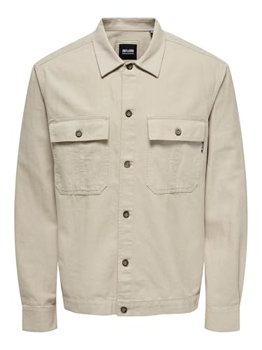 ONLY & SONS Herren ONSKENNET LS Linen Overshirt NOOS Kurzarmhemd, Silver Lining, XXL von ONLY & SONS