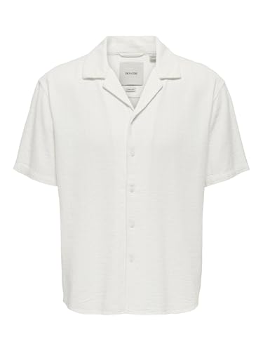 ONLY & SONS Herren ONSLATHAM RLXSS Resort Linen STRUC SHI Kurzarmhemd, Cloud Dancer, XL von ONLY & SONS