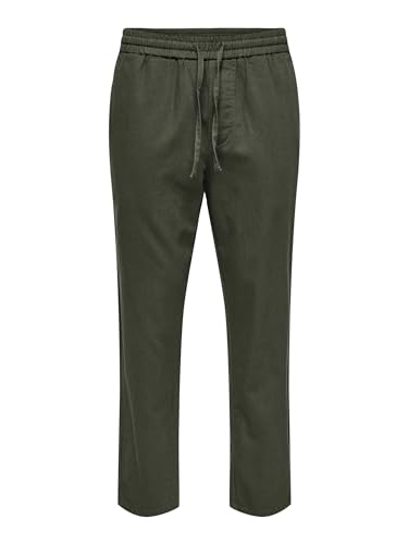 ONLY & SONS Herren ONSLINUS Crop 0007 COT LIN PNT NOOS Stoffhose, Olive Night, S von ONLY & SONS