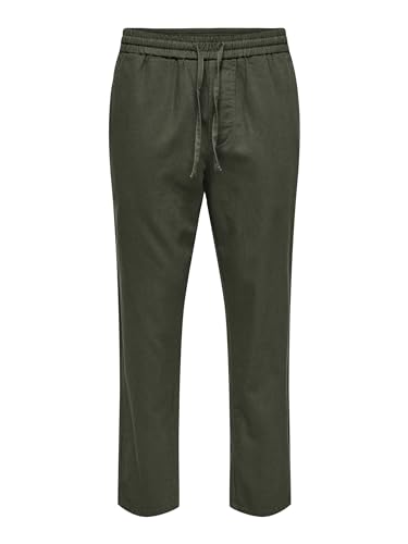 ONLY & SONS Herren ONSLINUS Crop 0007 COT LIN PNT NOOS Stoffhose, Olive Night, XXL von ONLY & SONS