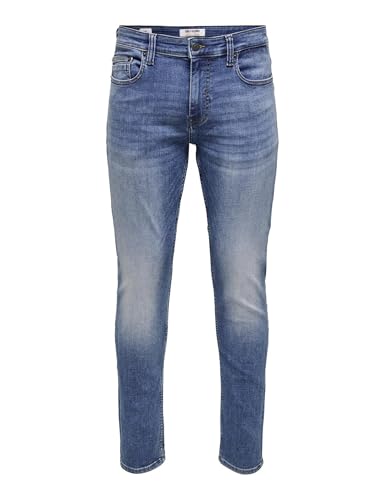 ONLY & SONS Herren ONSLOOM Jax MBD 9137 DCC DNM NOOS Slim-fit-Jeans, Medium Blue Denim, 30W x 32L von ONLY & SONS