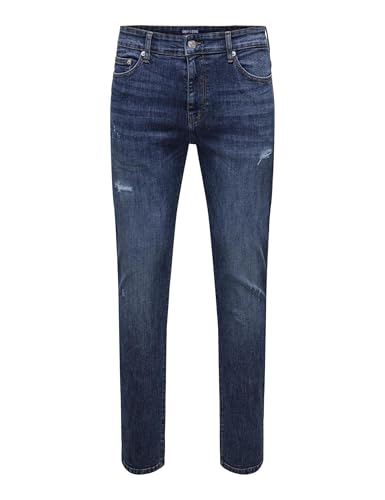 ONLY & SONS Herren ONSLOOM Slim DB Destroy 1858 MAT DNM Jeans, Dark Blue Denim, 31 W/32 L von ONLY & SONS