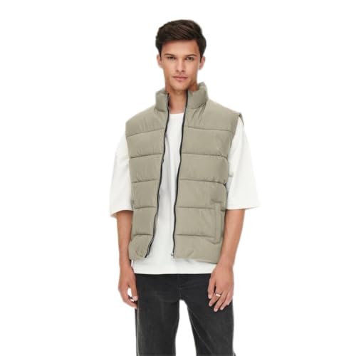 ONLY & SONS Herren ONSMELVIN Life Puffer Vest OTW VD Steppweste, Vintage Khaki, XXL von ONLY & SONS