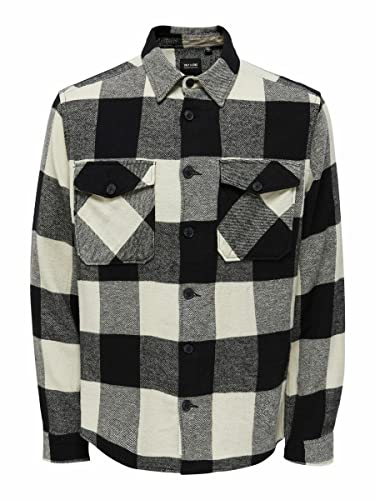 ONLY & SONS Herren Onsmilo Ls Check Overshirt Noos Shirt, Schwarz, S EU ONLY & SONS Herren Onsmilo Ls Check Overshirt Noos Shirt, Schwarz, S EU von ONLY & SONS