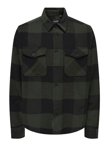 ONLY & SONS Herren Onsmilo Ls Check Overshirt Noos Shirt, Forest Night, L EU von ONLY & SONS