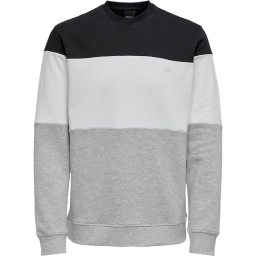 ONLY & SONS Herren ONSODIS Life REG CB Crew Neck Sweat Sweatshirt, White, S von ONLY & SONS