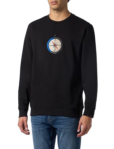 ONLY & SONS Herren ONSOLIVER REG Camp SWT Crew Neck Sweatshirt, Black/Print:Compass, XL von ONLY & SONS