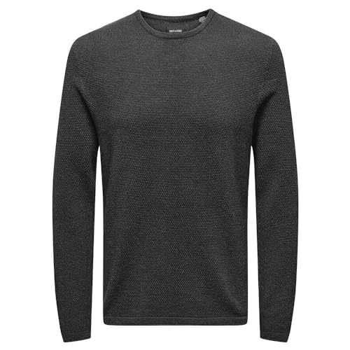 ONLY & SONS Herren ONSPANTER REG 12 STRUC Crew Knit NOOS Strickpullover, Dark Grey Melange, Medium von ONLY & SONS