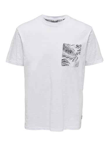 ONLY & SONS Herren Rundhals T-Shirt ONSPERRY Life - Regular Fit XS S M L XL XXL, Größe:M, Farbe:Bright White 22025286 von ONLY & SONS