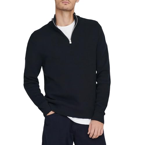 ONLY & SONS Herren ONSPHIL REG 12 Cotton Half Zip Knit NOOS Pullover, Dark Navy, XS von ONLY & SONS