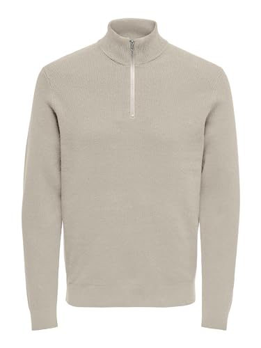 ONLY & SONS Herren ONSPHIL REG 12 Cotton Half Zip Knit NOOS Pullover, Silver Lining, XS von ONLY & SONS