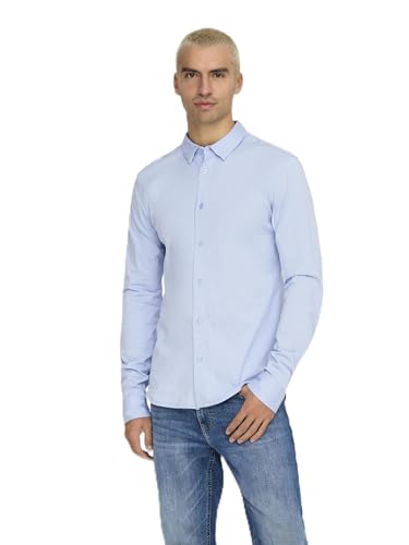 ONLY & SONS Herren Onsrobin Button Under Ls Stretch Shirt Langarmhemd, Cashmere Blue, XL von ONLY & SONS