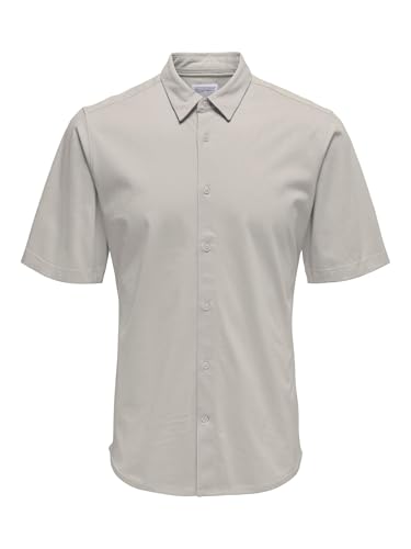 ONLY & SONS Herren ONSROBIN Button Under SS Stretch Shirt Kurzarmhemd, Moonstruck, L von ONLY & SONS