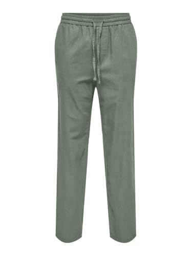 ONLY & SONS Herren ONSSINUS Loose 0007 COT LIN Pant NOOS Leinenhose, Sea Spray, 36-41 von ONLY & SONS