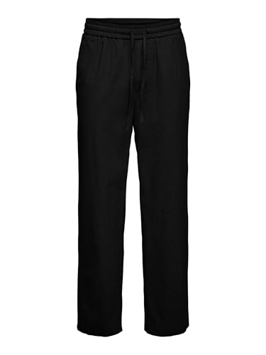 ONLY & SONS Herren ONSSINUS Loose 0007 COT LIN Pant NOOS Stoffhose, Black, M von ONLY & SONS