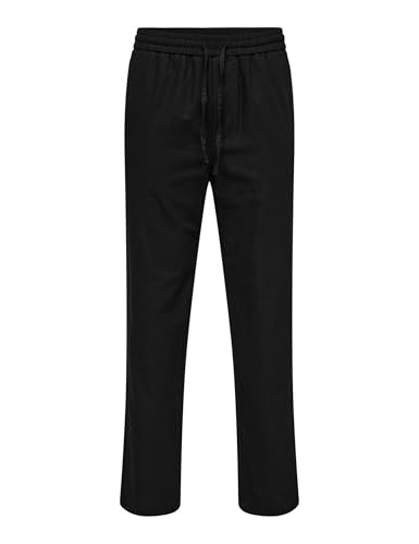 ONLY & SONS Herren ONSSINUS Loose 0007 COT LIN Pant NOOS Stoffhose, Black, XL von Only & Sons