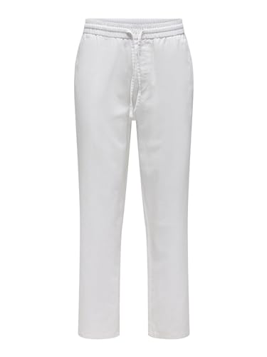 ONLY & SONS Herren ONSSINUS Loose 0007 COT LIN Pant NOOS Stoffhose, Bright White, L von Only & Sons