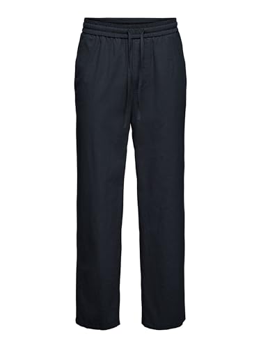 ONLY & SONS Herren ONSSINUS Loose 0007 COT LIN Pant NOOS Stoffhose, Dark Navy, S von ONLY & SONS