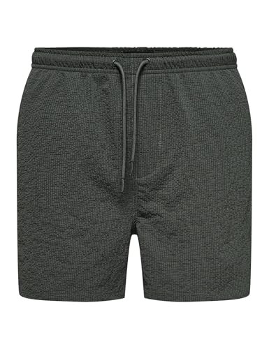 ONLY & SONS Herren ONSTED Life SOLID Seersucker Swim NOOS Badeshorts, Kambaba, X-Large von ONLY & SONS