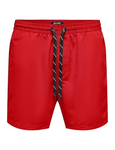 ONLY & SONS Herren ONSTED Life Short Swim NOOS Badeshorts, Flame Scarlet, 48 von ONLY & SONS