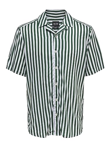 ONLY & SONS Herren Freizeit Hemd ONSWAYNE Regular Fit XS S M L XL XXLGestreift, Größe:M, Farbe:Dark Green 22013267 von ONLY & SONS